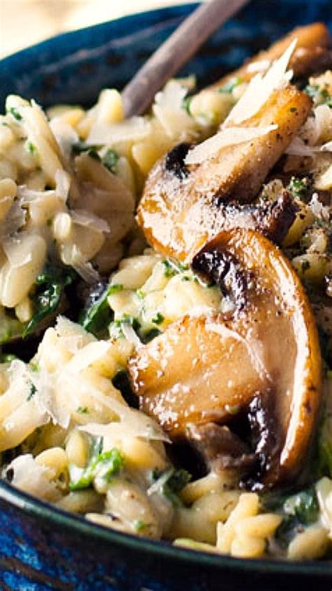 rozodo|Creamy Mushroom and Spinach Orzo (Risoni) (One Pot)